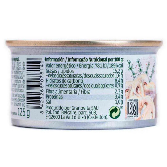 Pate de champiñon lata 125g Granovita