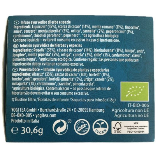 Yogi Tea Chili Dulce 17 filtros