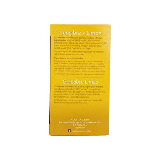 Yogi Tea Jengibre y limon 17 filtros