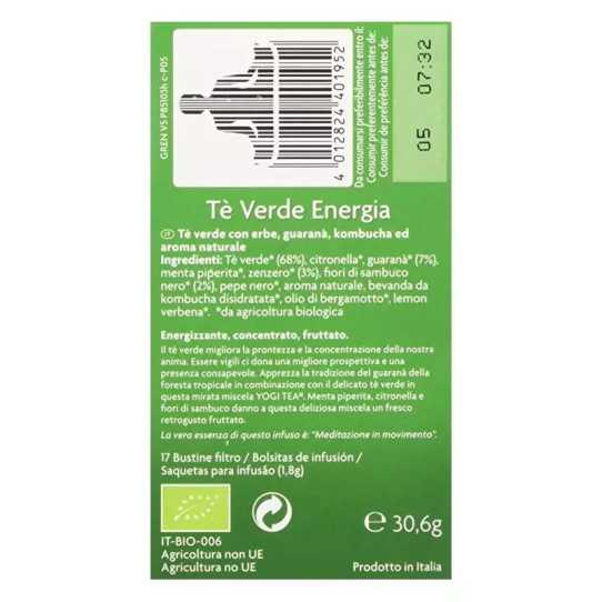 Yogi Tea Te verde energia 17 filtros