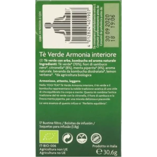 Yogi Tea Te verde Armonia 17 filtros