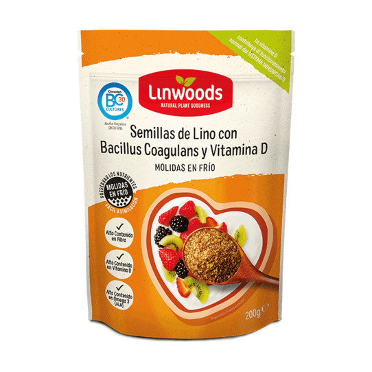 Semillas de Lino Molidas con Bacillus Coagulans y Vitamina D 200g Linwoods