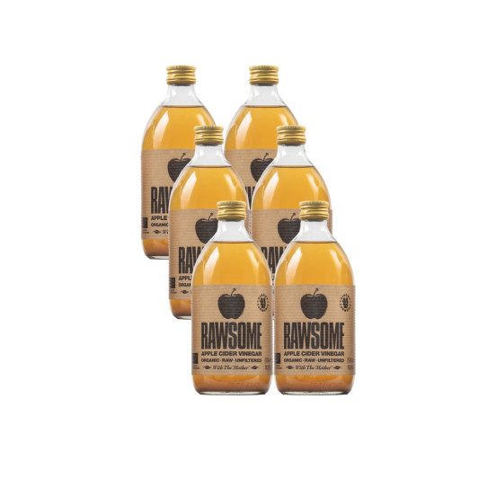 Vinagre de sidra de manzana con genjibre y curcuma sin filtrar Bio 6x500ml RAWSOME