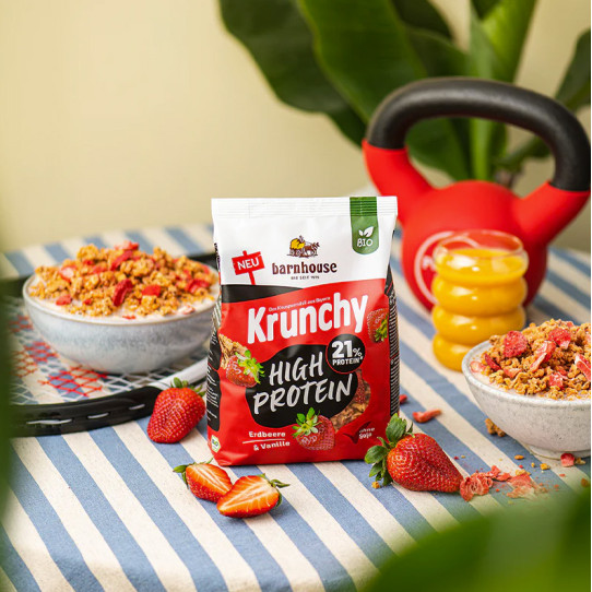 Muesli Krunchy Fresa V.High Protein (21% protein) bio 450g Barnhouse 2