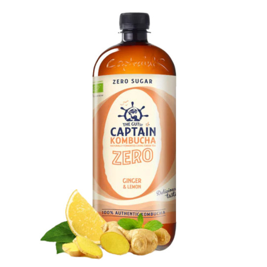 Kombucha ZERO Ginger & Lemon Bio 1L Captain Kombucha