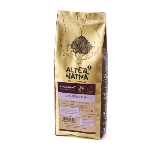 Cafe descafeinado en grano bio 1 kg...