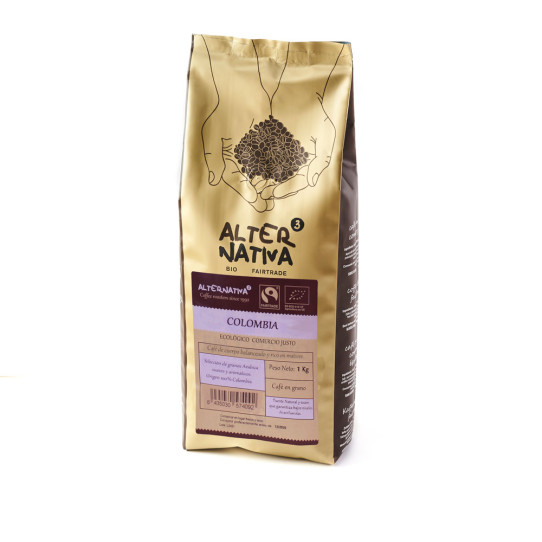Cafe colombia en grano bio 1 kg...