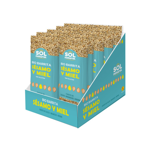 Barritas de sesamo y miel Sin Gluten Bio 16x34g Sol Natural