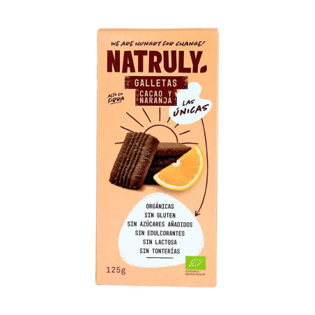 Galletas sabor cacao y naranja Bio 125g Natruly