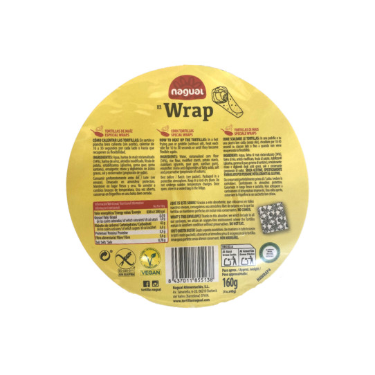 Tortilla de Maiz Wrap GRANDE 20cm S/G 160g Nagual 2