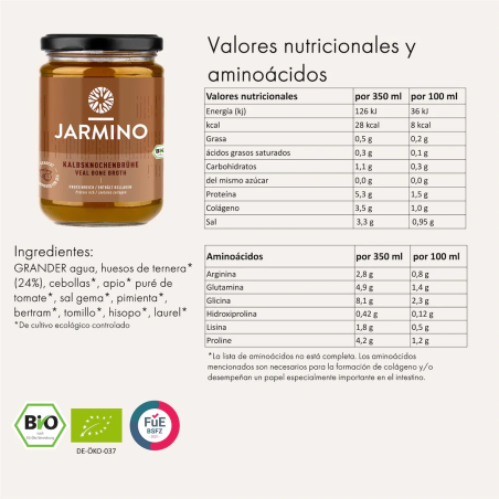 Caldo de Huesos de Ternera Lechal BIO 350ml Jarmino 2