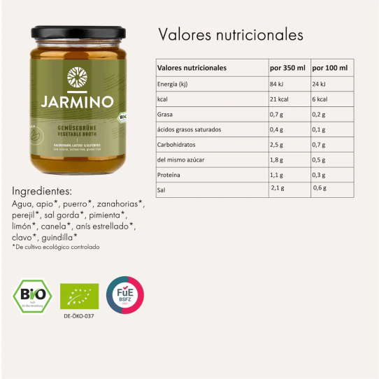 Caldo de Verduras BIO 350ml Jarmino 2