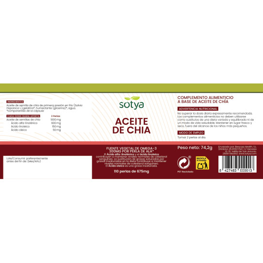 Aceite de Chia 675mg 110 perlas Sotya