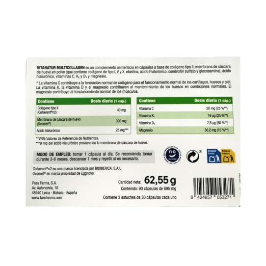 Multicollagen (pack 3 meses 90 caps.) 1 mes gratis Vitanatur 2