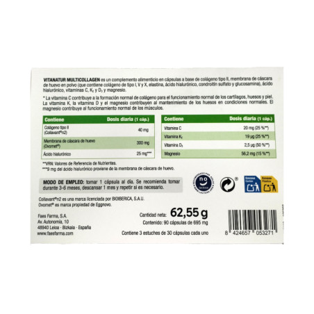 Multicollagen (pack 3 meses 90 caps.) 1 mes gratis Vitanatur 2
