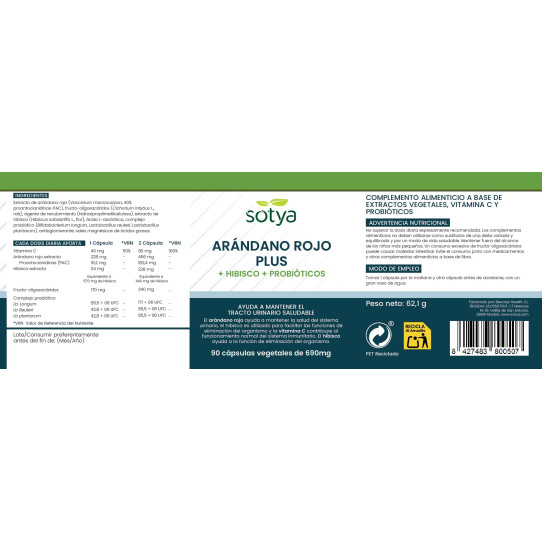 Arandano rojo + Hibisco + Probióticos...