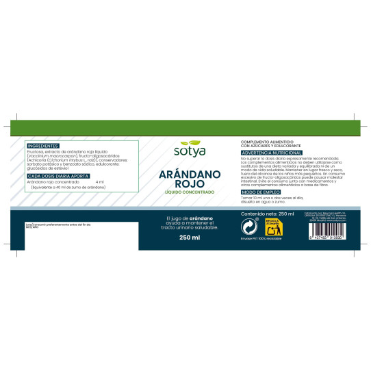 Arandano rojo concentrado 250ml Sotya