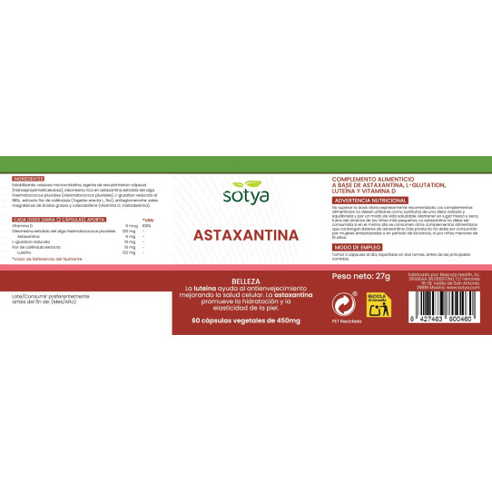 Astaxantina 450mg 60 caps Sotya