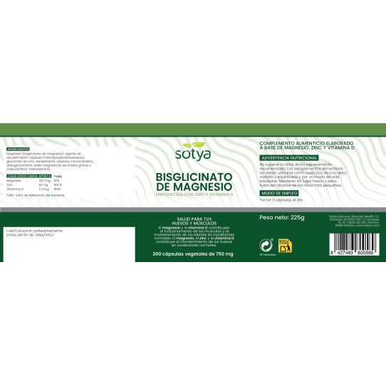 Bisglicinato de magnesio 750mg 300...
