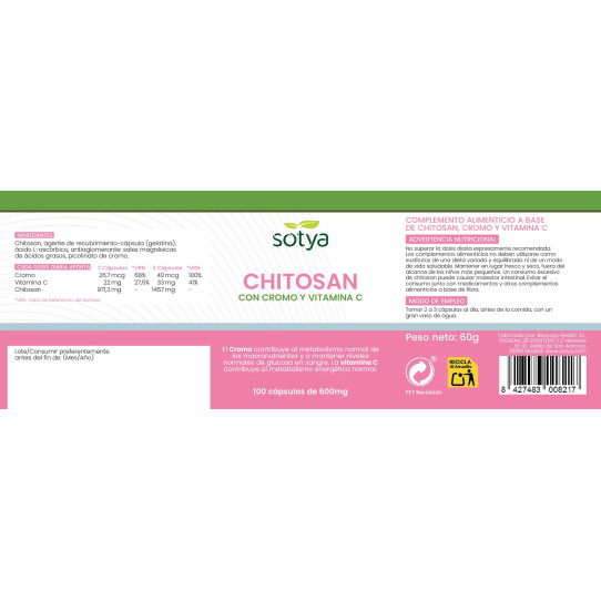 Chitosan+Te verde+VitaminaC 600mg 100...