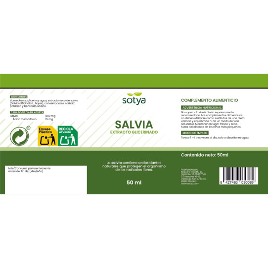 Extracto glicerinado de salvia 50ml...