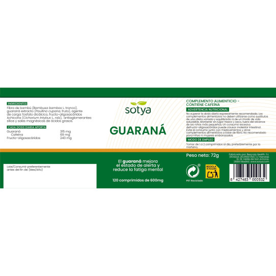 Super guarana 600mg 120 comprimidos...