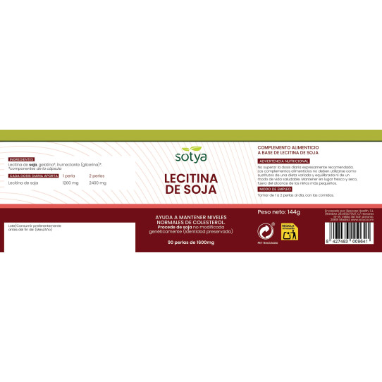 Lecitina de soja 1600mg 90 perlas Sotya