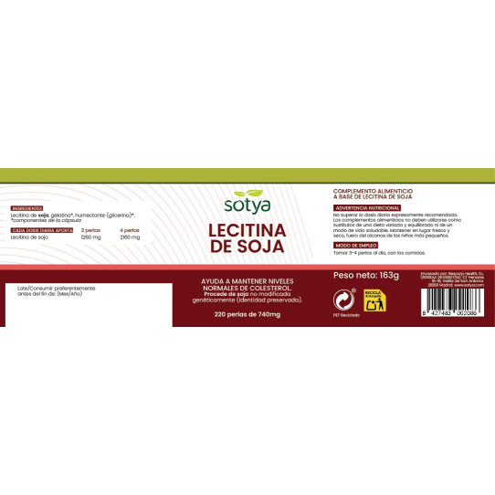 Lecitina de soja 740mg 220 perlas Sotya