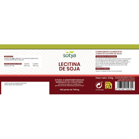 Lecitina de soja 740mg 450 perlas Sotya