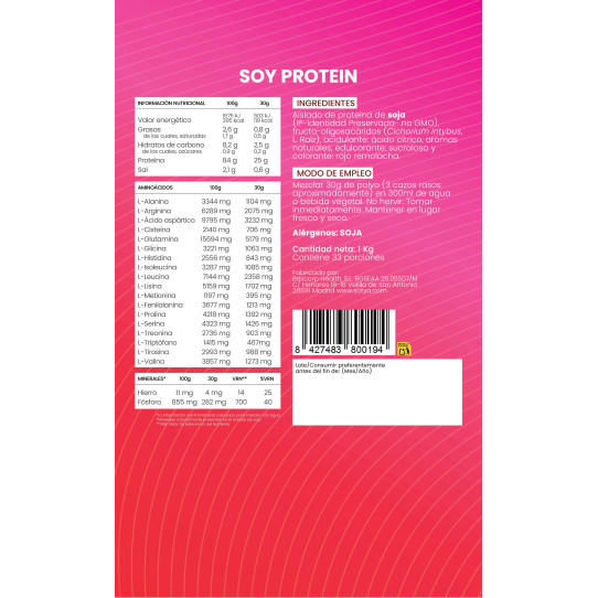 Proteina de soja isolada Fresa Doypack 1Kg Sotya