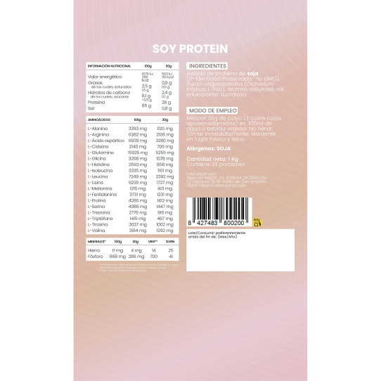 Proteina de soja isolada Vainilla Doypack 1Kg Sotya