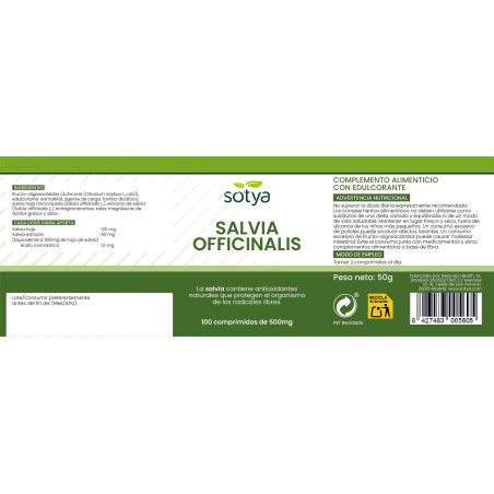 Salvia 500mg 100 comprimidos Sotya