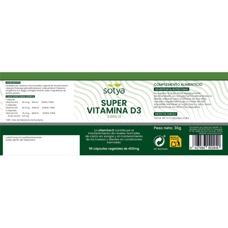 Super vitamina D3 3000UI 90 capsulas Sotya