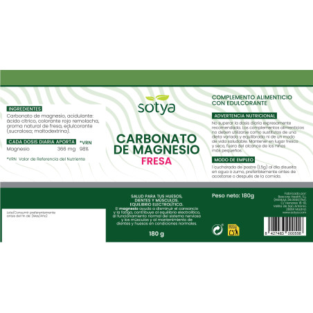 Carbonato de magnesio fresa polvo 180g Sotya