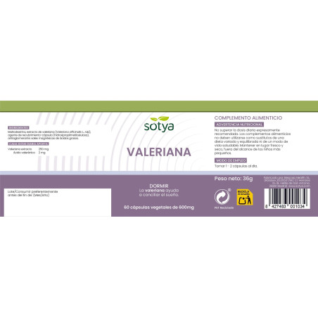 Valeriana 600mg 60 capsulas Sotya