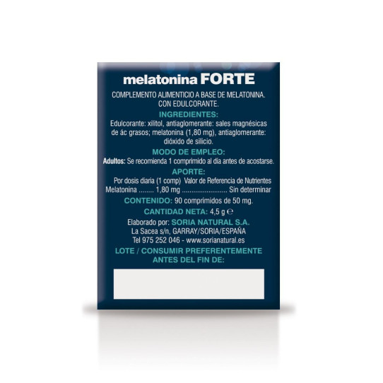 Melatonina Forte 1,80mg 90 comprimidos Soria Natural