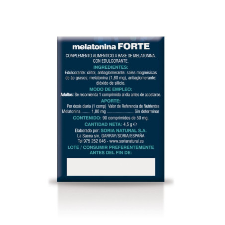 Melatonina Forte 1,80mg 90 comprimidos Soria Natural