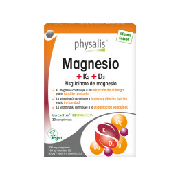 Magnesio + K2 + D3 Vegan 30 comprimidos Physalis