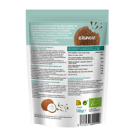 Granola crunchy de Coco con Semillas Bio 140g Sol Natural