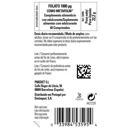 Folato (Metafolin) 1000mcg 60 comprimidos Solgar