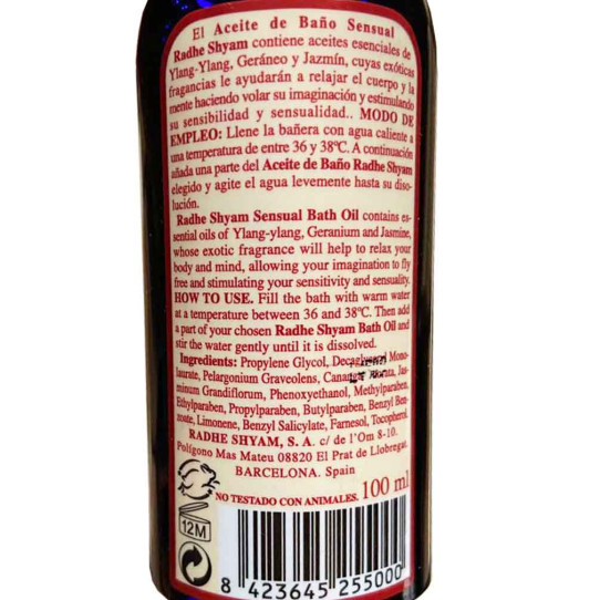 Aceite baño sensual 100 ml. Radhe Shyam