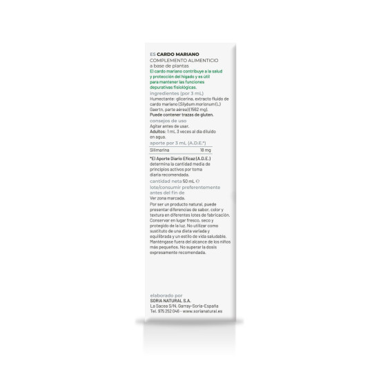 Extracto de Cardo mariano 50ml Soria Natural