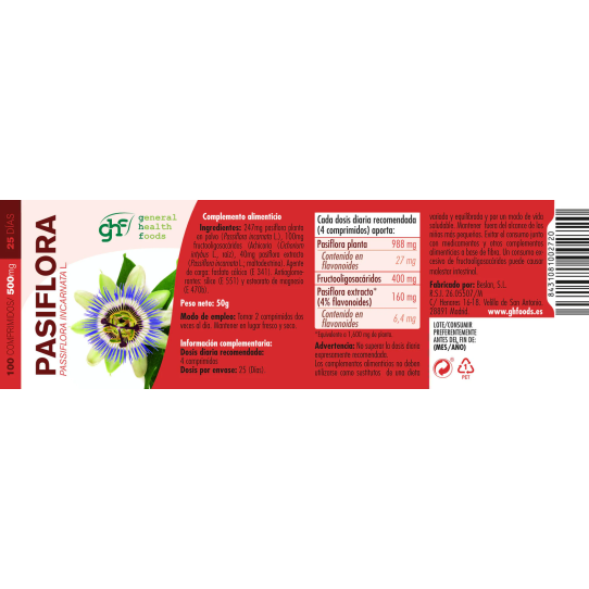 Pasiflora 500mg 100 comprimidos GHF