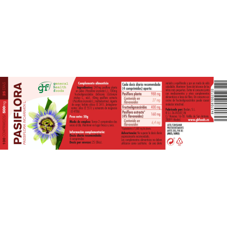 Pasiflora 500mg 100 comprimidos GHF