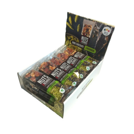 Barrita de chocolate negro y cardamomo Bio 15x40g Nuts&Berries