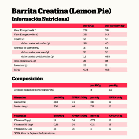Barritas Creatina Creapure Lemon Pie 18x44g NutriSport
