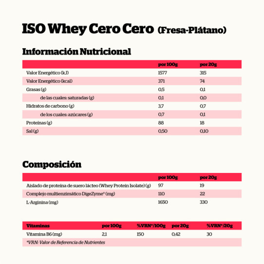 Proteina IsoWhey Cero FRESA-PLATANO bote 900g NutriSport
