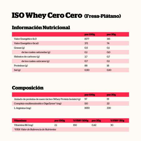 Proteina IsoWhey Cero FRESA-PLATANO bote 900g NutriSport