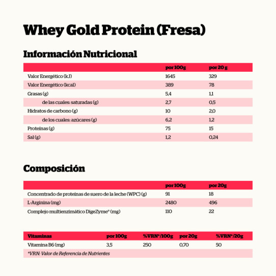 Whey Gold Protein Fresa 500g NutriSport