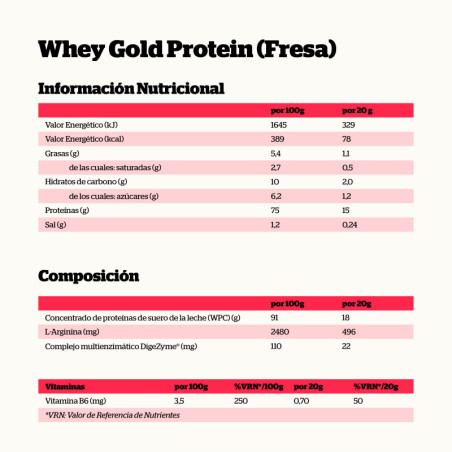 Whey Gold Protein Fresa 500g NutriSport